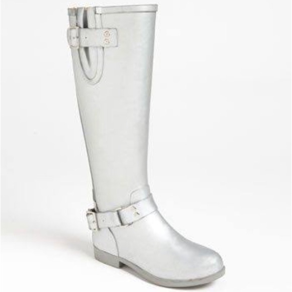 Steve Madden Silver Tall Rain Boot